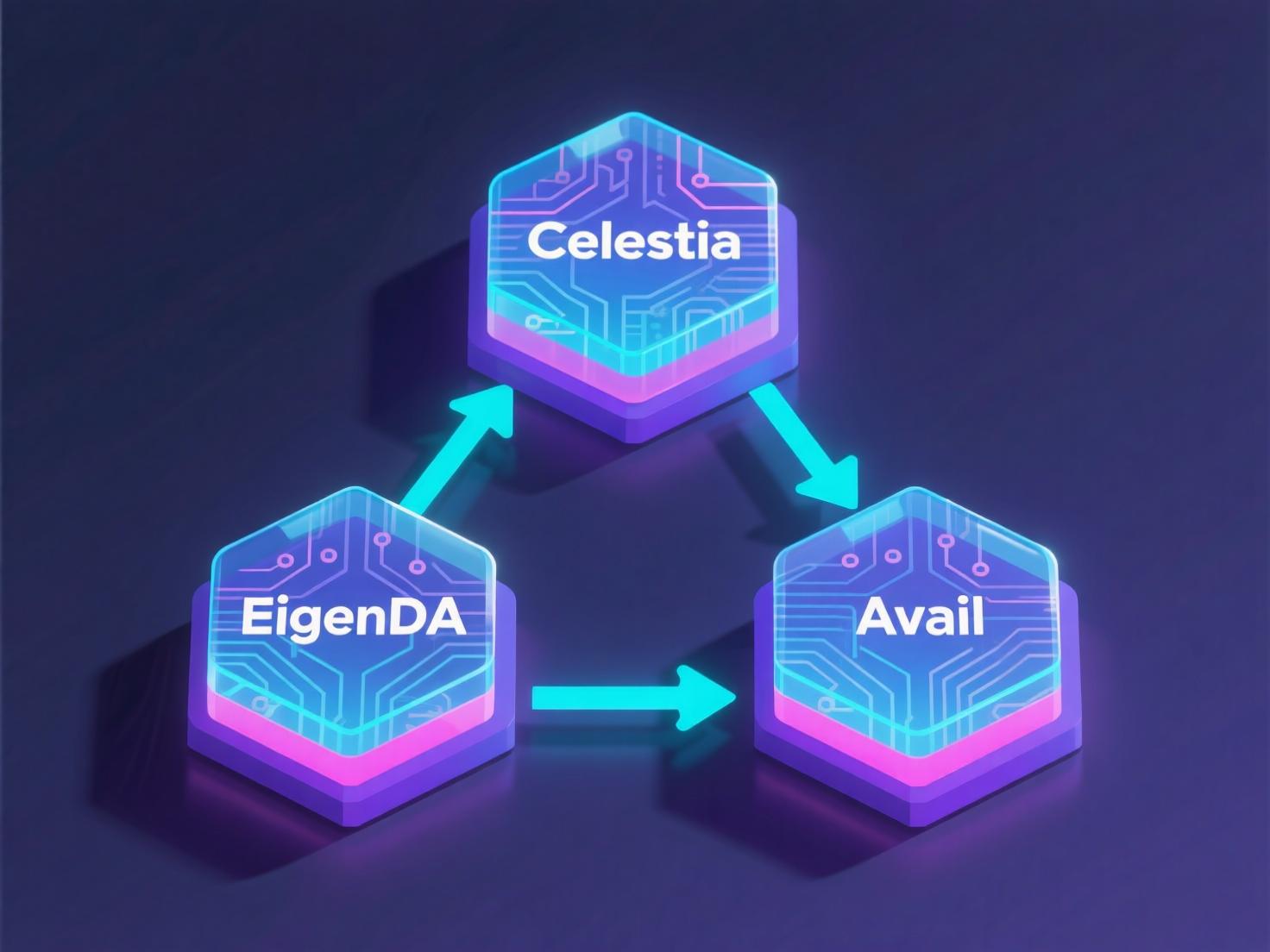 “Data availability layer options—Celestia, EigenDA, Avail—in a modular blockchain stack.”