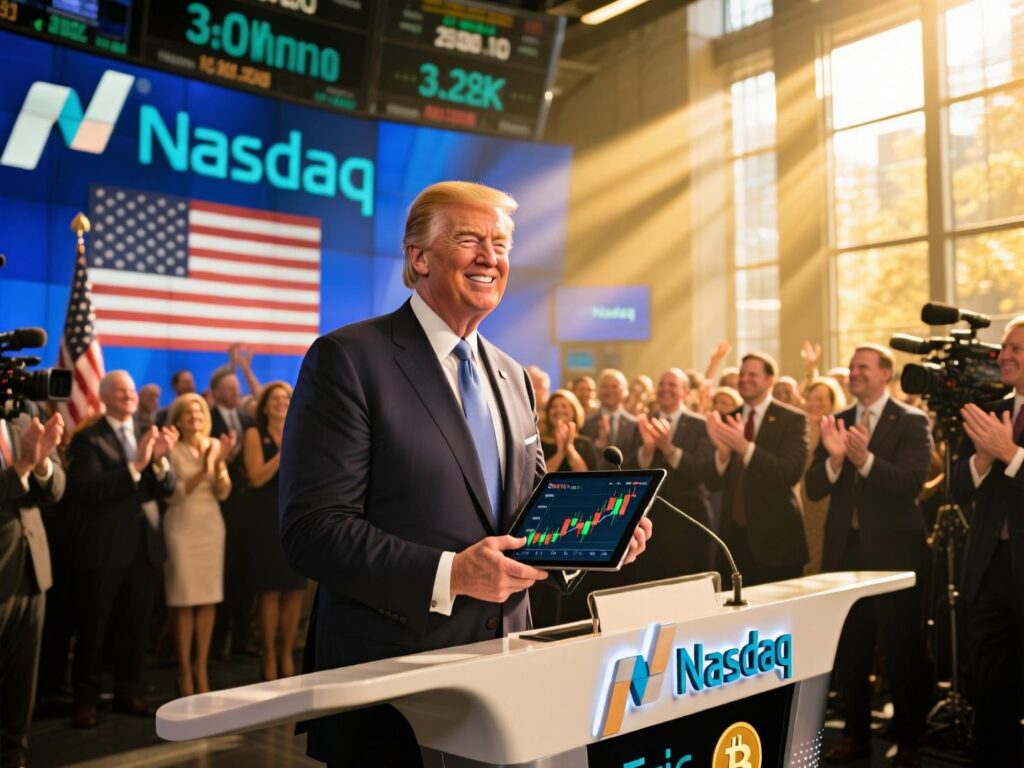 American Bitcoin, backed by Trump's sons, aims to start trading in September 2 “Eric Trump at American Bitcoin Nasdaq listing event”