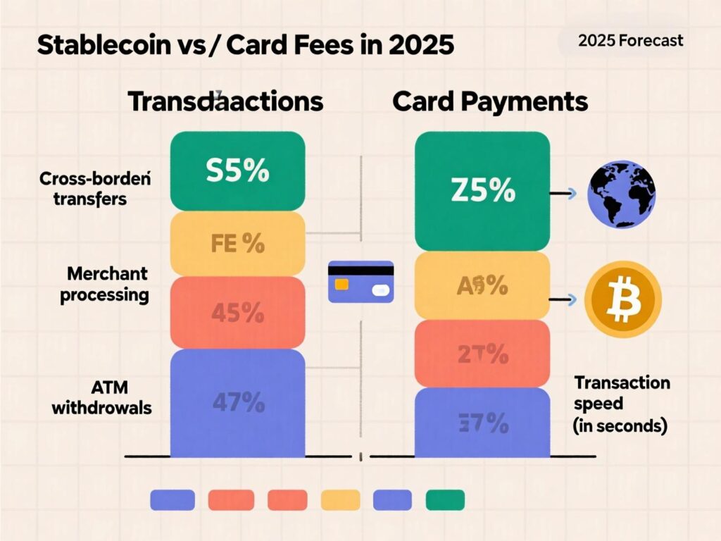 “Bar chart comparing card fees vs. stablecoin crypto payments in e-commerce” Placement: Below H2: “Fees & Chargebacks: The Margin Math”