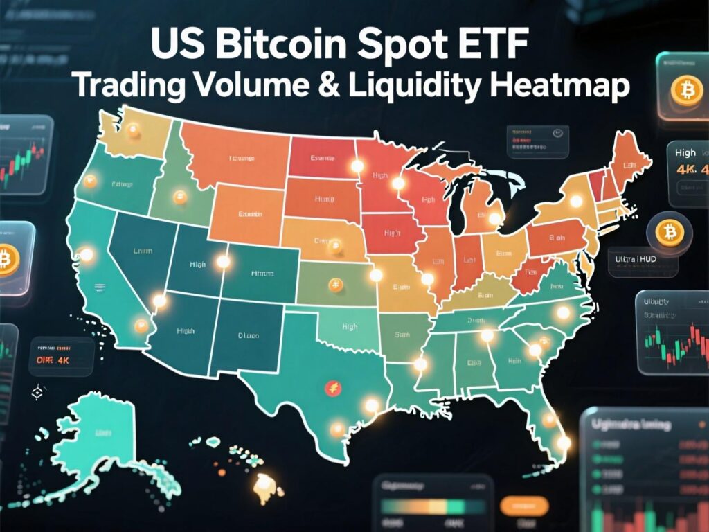 “Liquidity heatmap highlighting US Bitcoin spot ETF trading volume during U.S. hours”