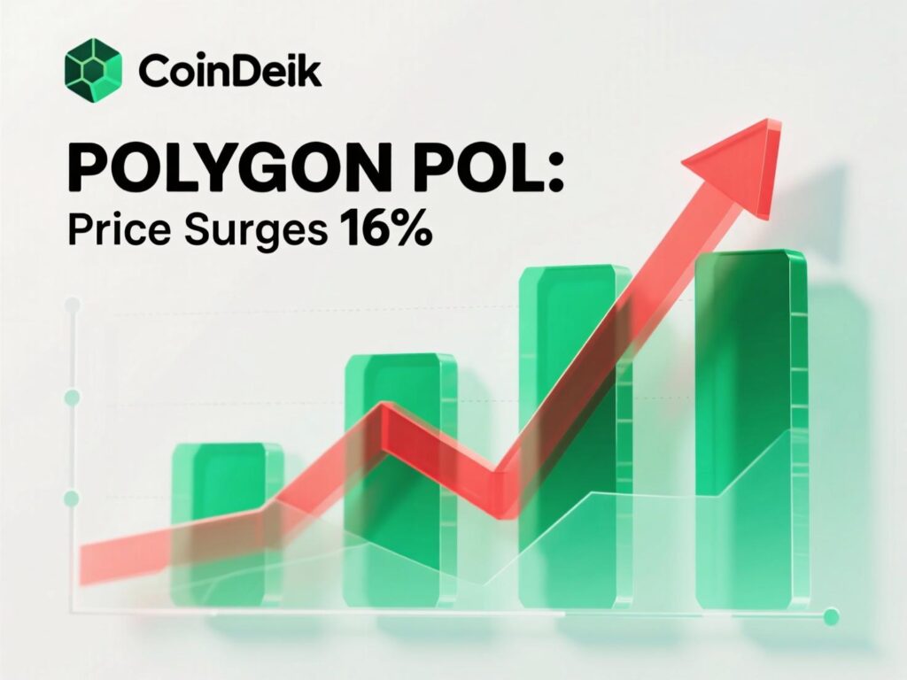 CoinDesk 20 overview as Polygon POL price surges 16%