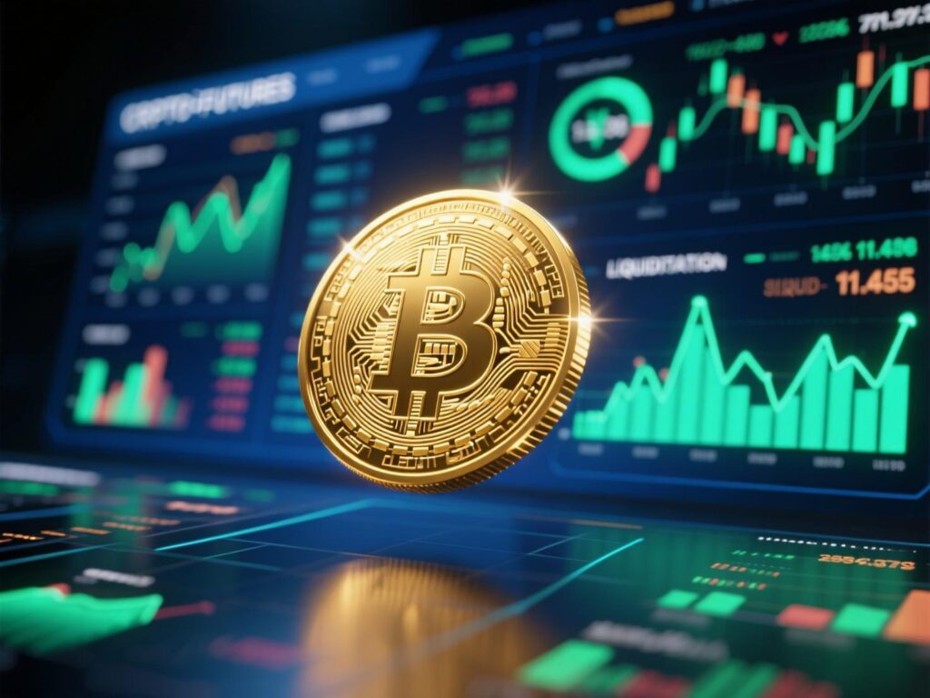 “Gold at record high alongside crypto futures liquidations today”