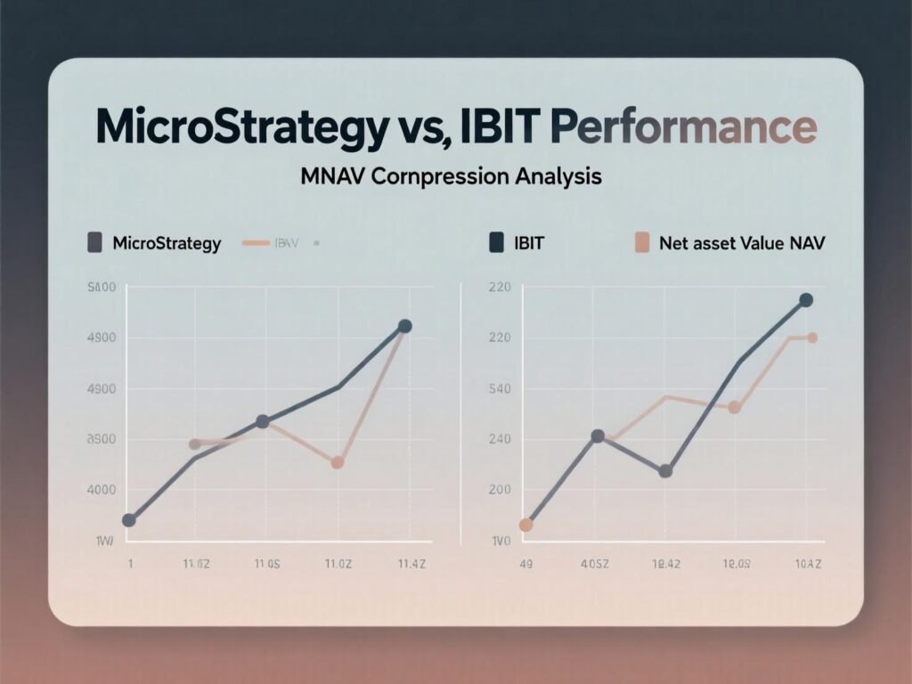 “MicroStrategy mNAV compression visualized in MicroStrategy vs IBIT performance”
