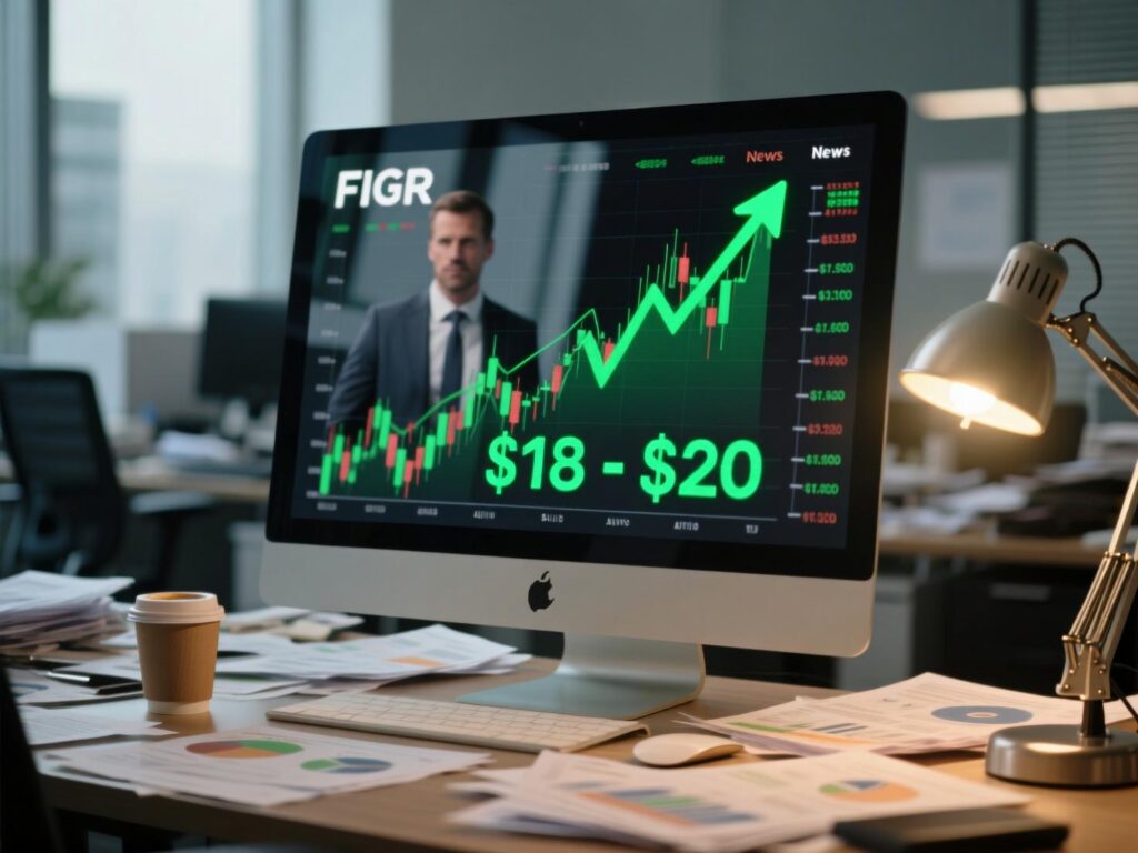 Nasdaq signage highlights momentum behind the Figure Technologies IPO price range.