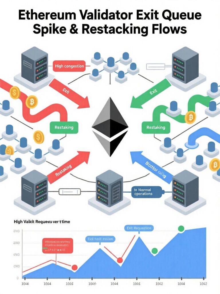 “Diagram of restaking flows following the Ethereum validator exit queue spike