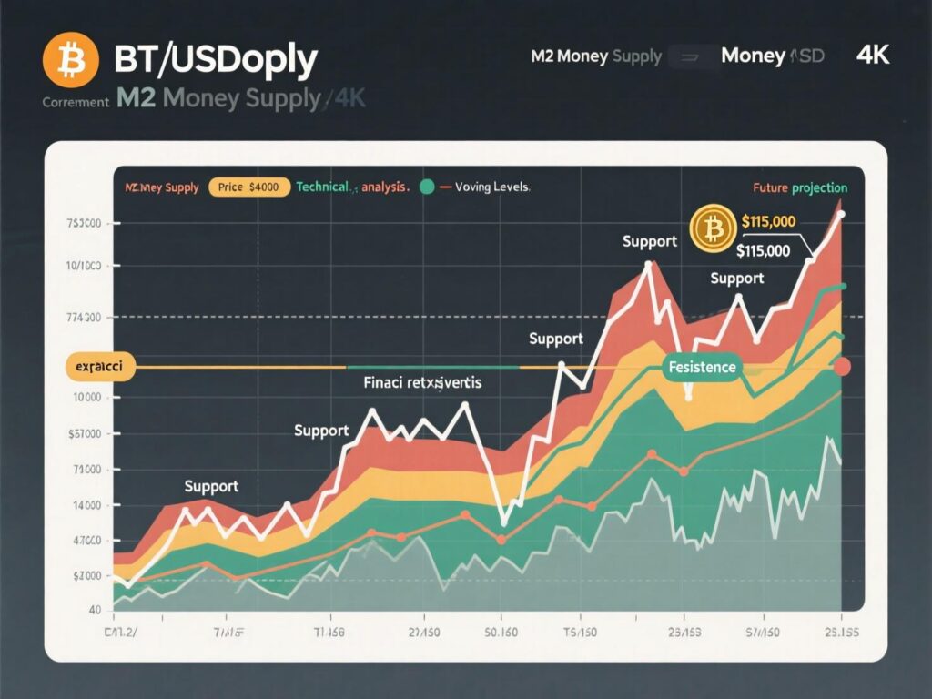 “Key technical level at $115K within Bitcoin price vs M2 money supply setup”