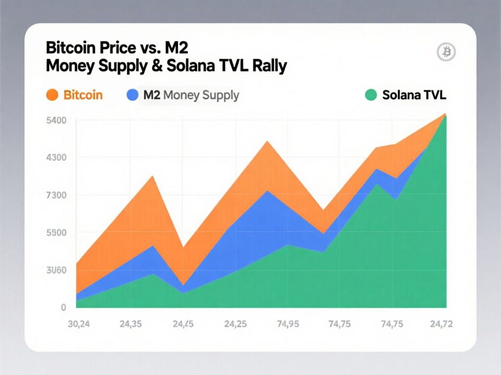 : “Solana TVL rise in context of Bitcoin price vs M2 money supply rally thesis”