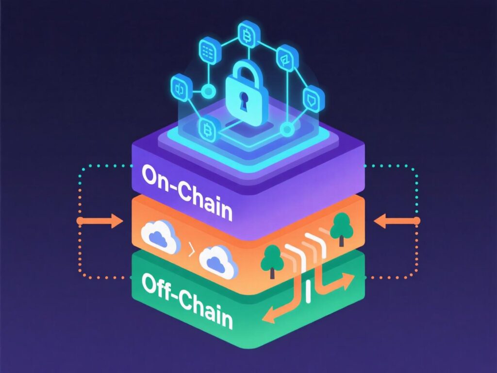 Diagram of provenance logging (prompts, edits) hashed on-chain for AI-generated content rights.