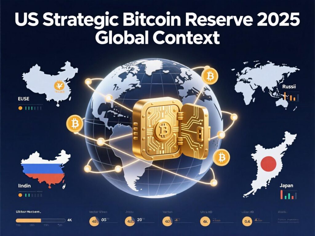 World map highlighting nations exploring the US Strategic Bitcoin Reserve 2025 model.