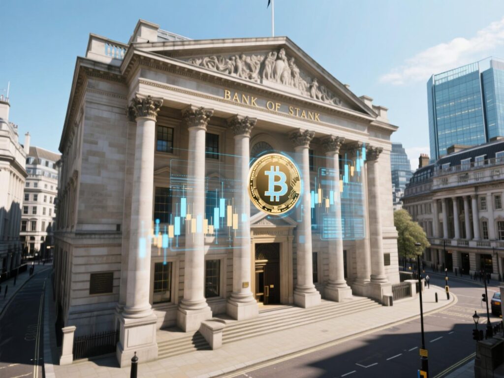 Bank of England building with stablecoin policy headline