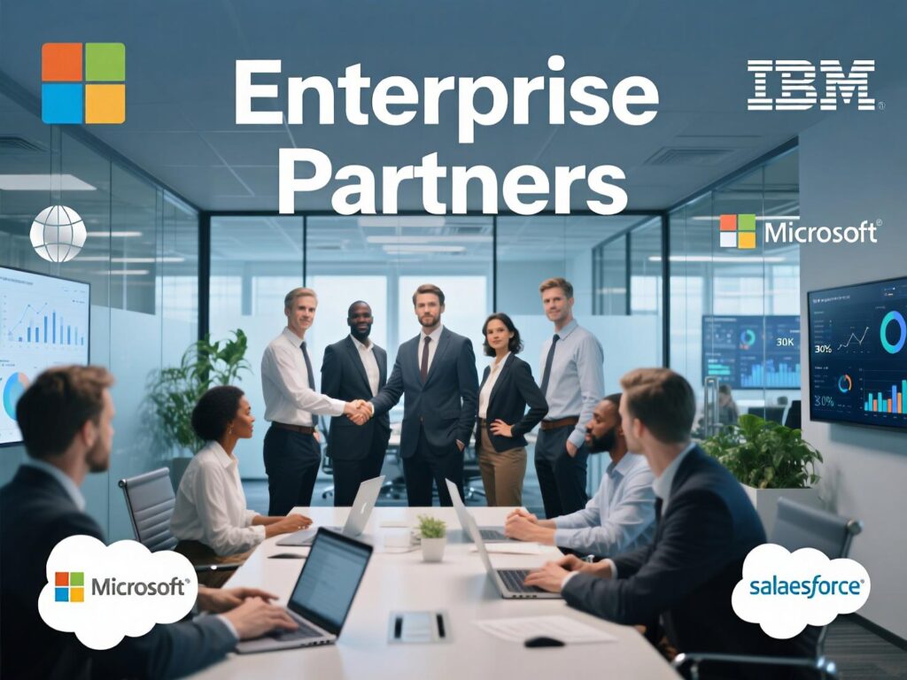 “Logos of enterprise partners collaborating on AI payments”