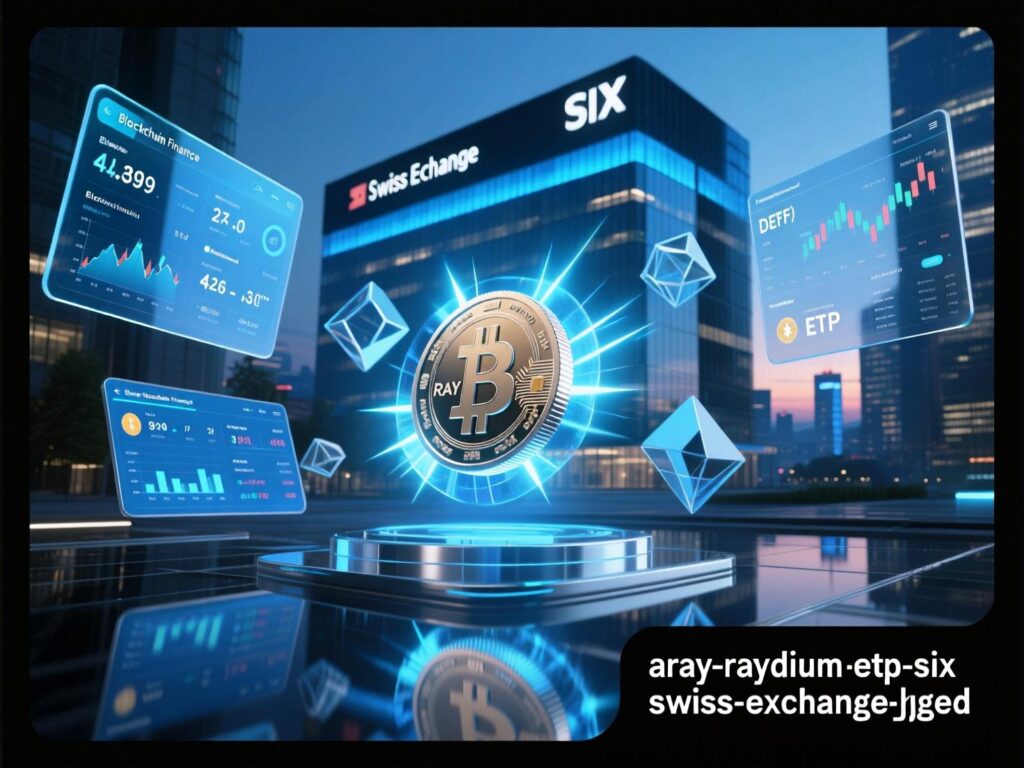 ARAY Raydium ETP ticker displayed on SIX Swiss Exchange board