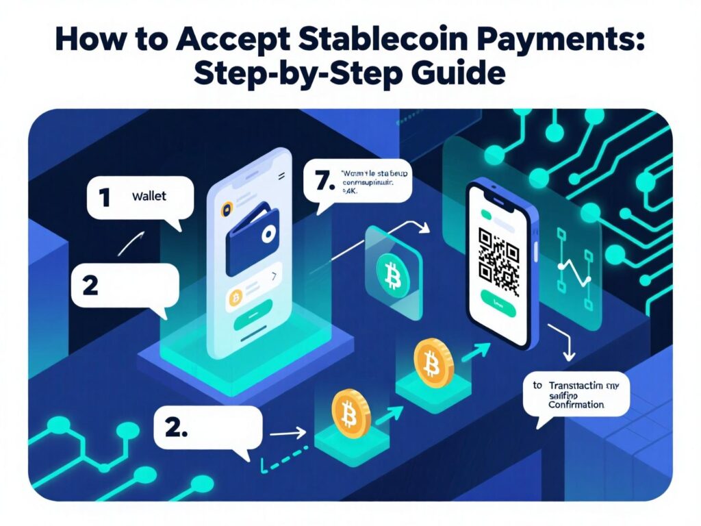 Steps to accept stablecoin payments for SMEs in emerging markets.