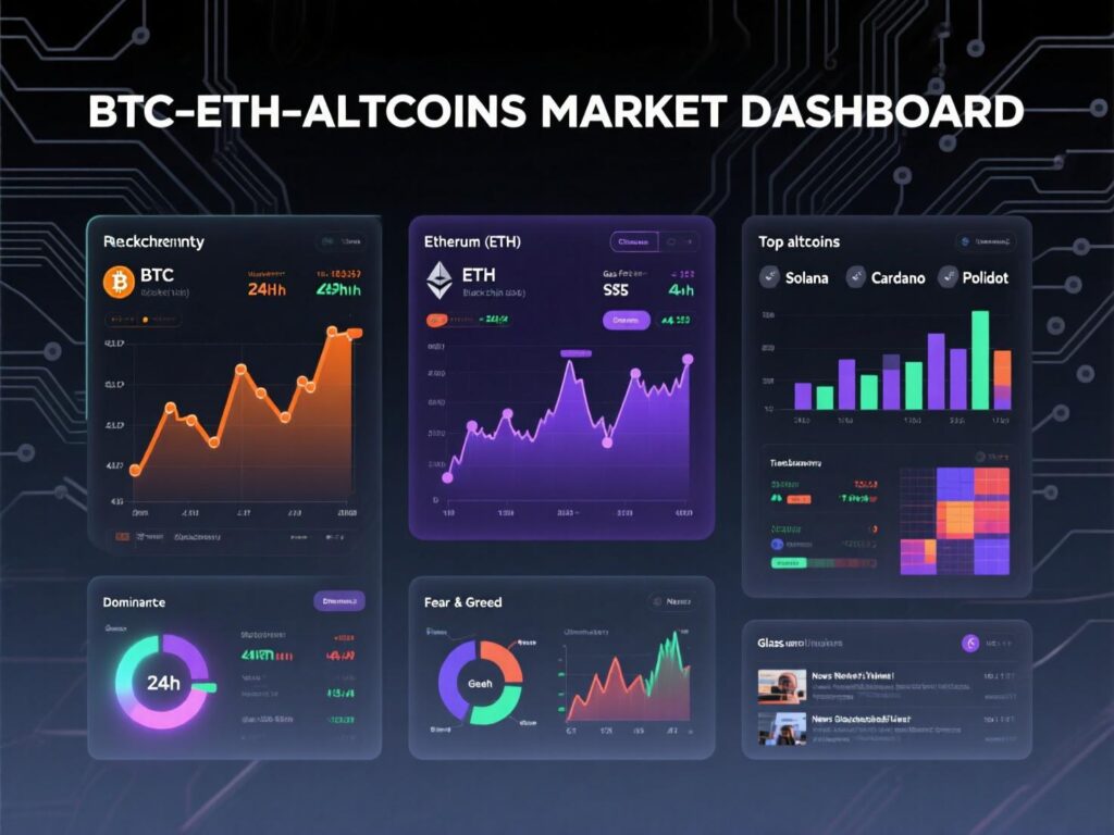“BTC, ETH and altcoin market dashboard”