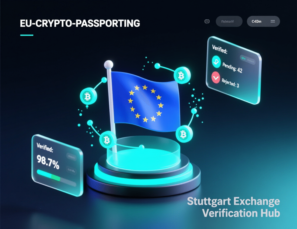 EU map illustrating MiCA passporting for Boerse Stuttgart Digital