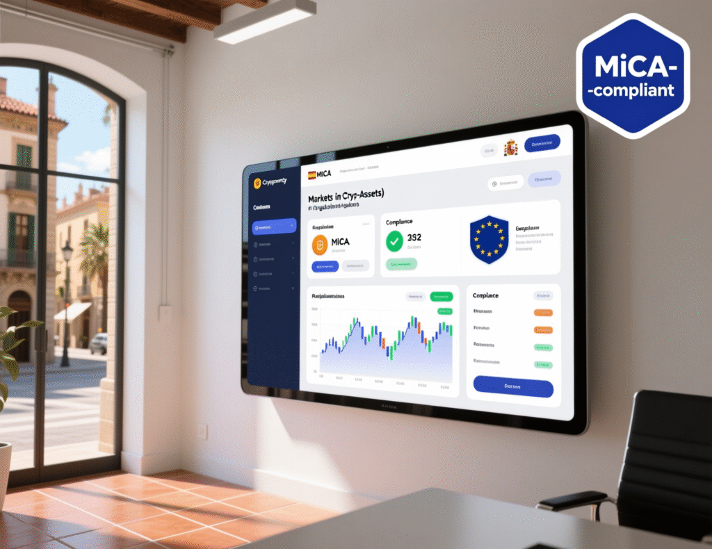 Diagram of MiCA-compliant crypto services in Spain for banks