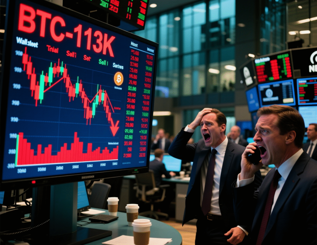 Crypto treasury stocks fall as markets rout, with some exceptions 2 Traders watch crypto price board as Bitcoin dips