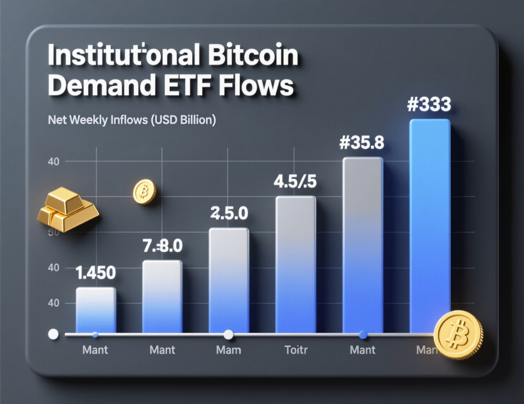 Visualization of ETF and corporate Bitcoin purchases in 2025 