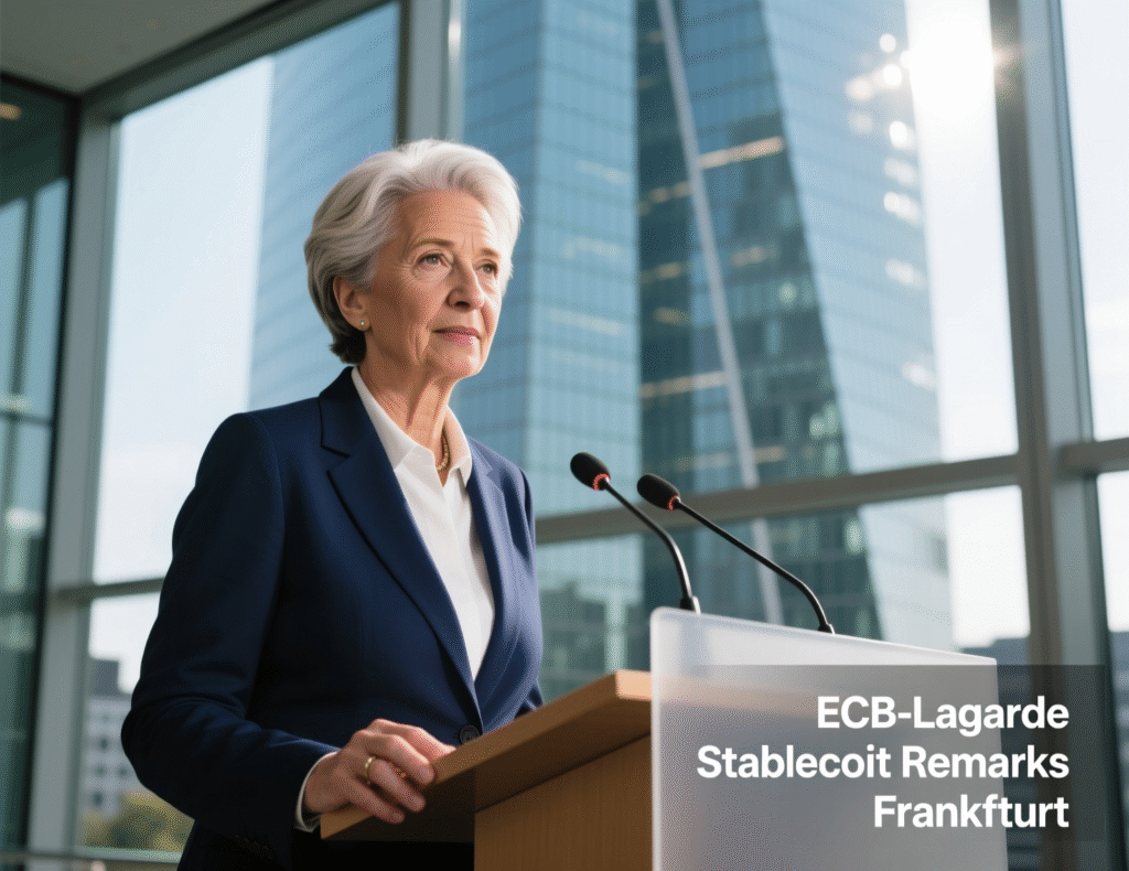 European banks form company to launch euro stablecoin 2 ECB President Christine Lagarde speaking on stablecoins