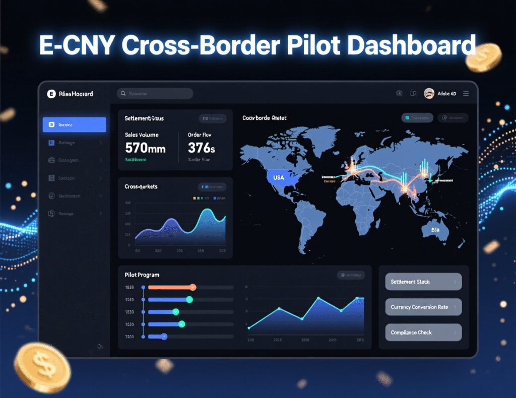 “Cross-border e-CNY pilot dashboard showing settlement flows”