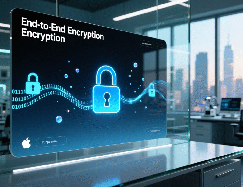 Illustration of end-to-end encryption protecting messages