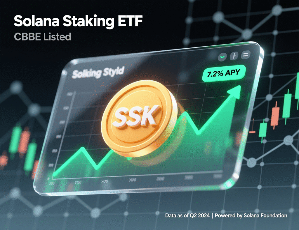 Cboe screen showing SOL + staking ETF ticker