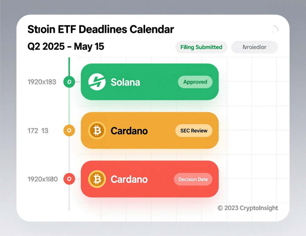 “Calendar view of altcoin ETF final deadlines across October 2025”
