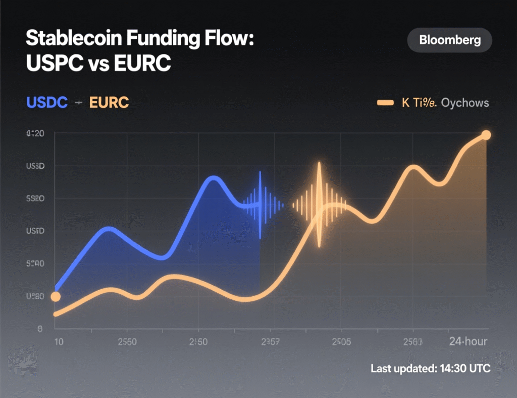 Diagram of USDC/EURC pre-funding into Visa Direct