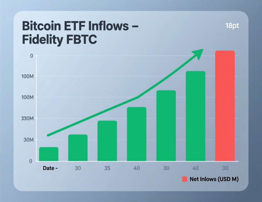 “Fidelity FBTC single-day net inflow bar at $298.7M”