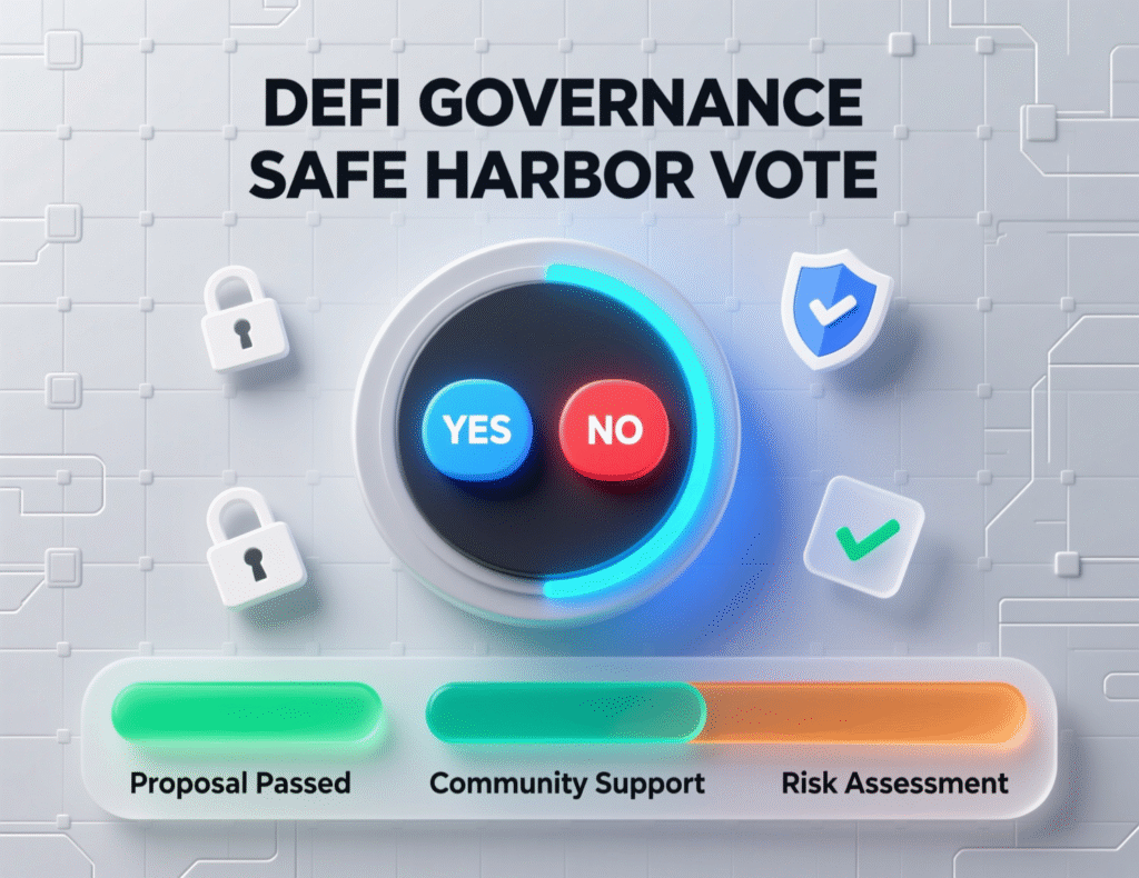 DAO governance screen adopting Safe Harbor terms