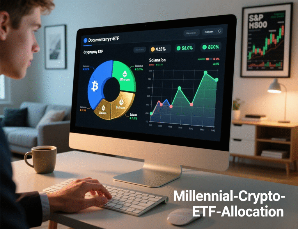 “Millennial crypto allocation using spot ETFs for BTC and ETH.”