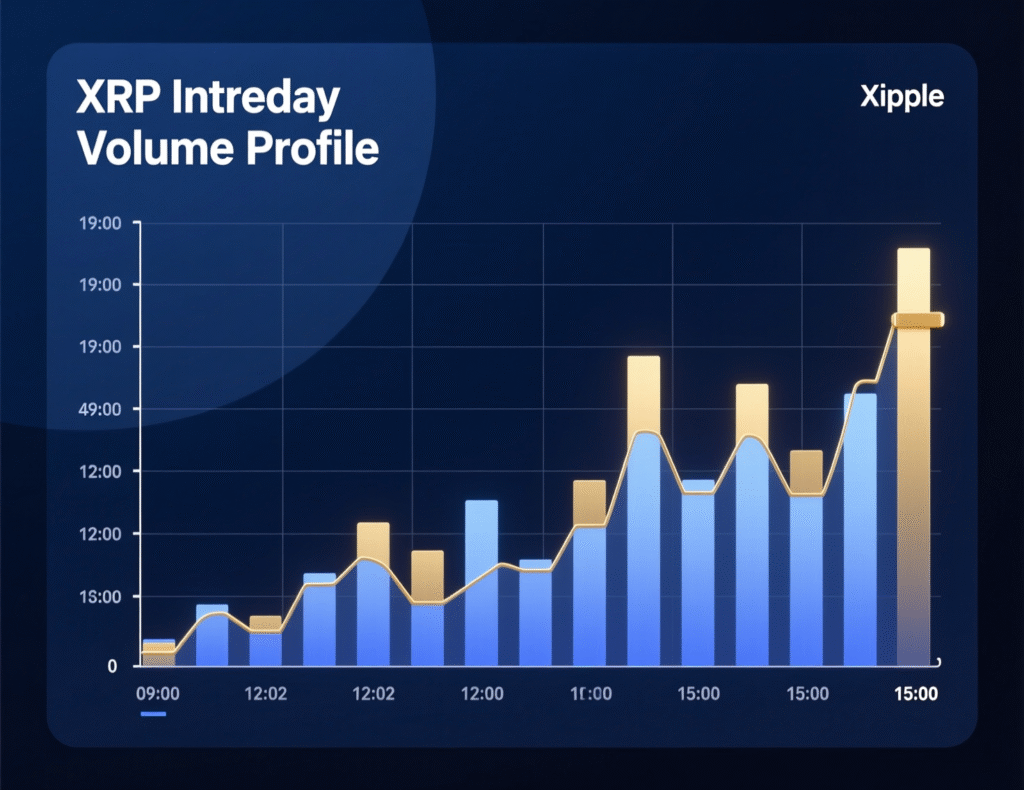 “Intraday volume profile showing XRP liquidity bands”