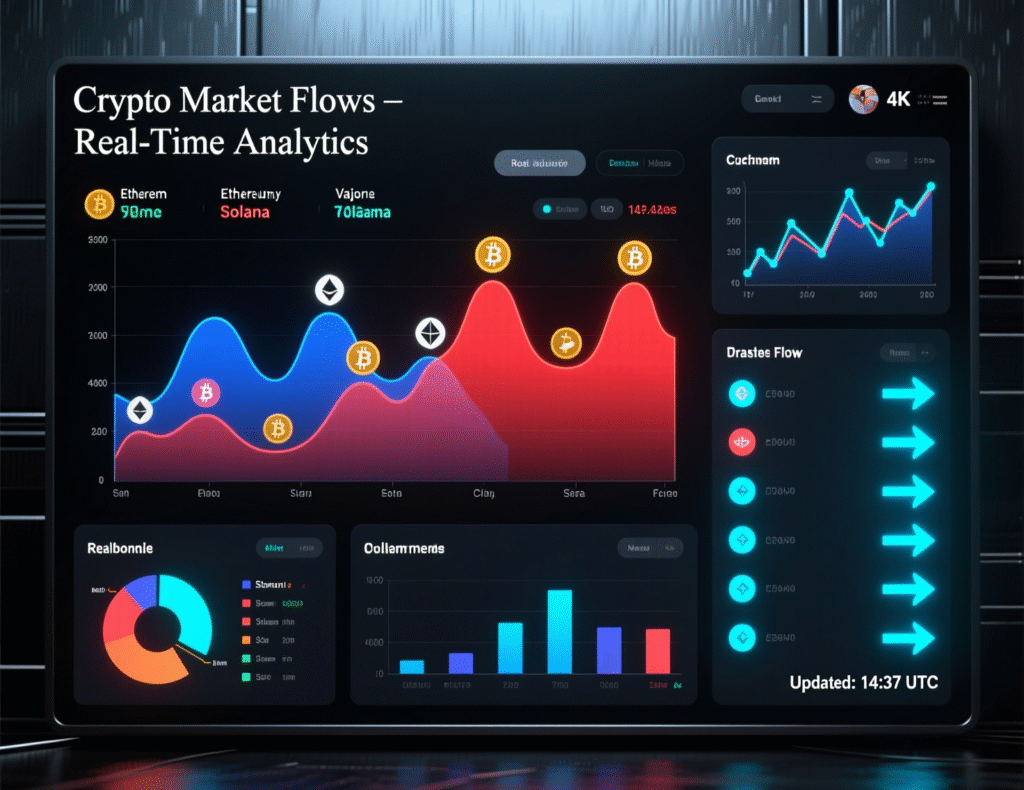 “Dashboard of crypto investor flows across ETFs and treasuries”