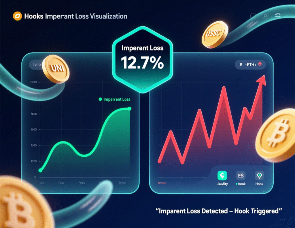 Crypto Passive Income Ideas for 2025 4 “Uniswap v4 hooks and impermanent loss visual for crypto passive income LPs.”