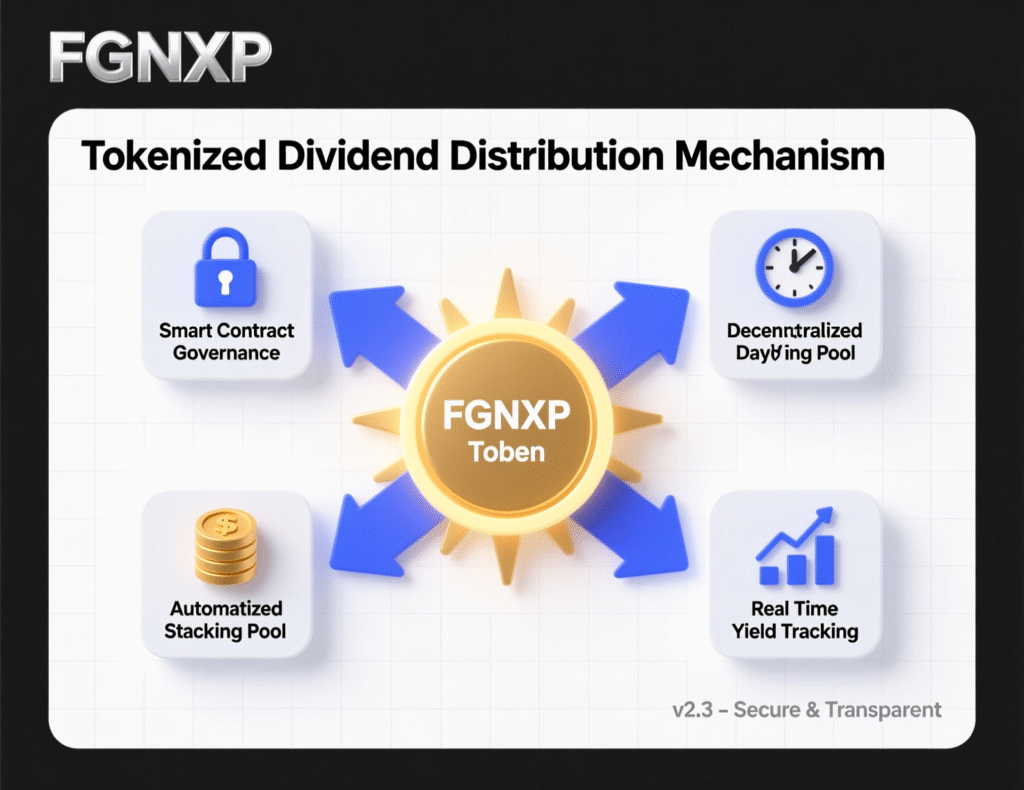 Diagram of tokenized FGNXP dividend handling on Ethereum