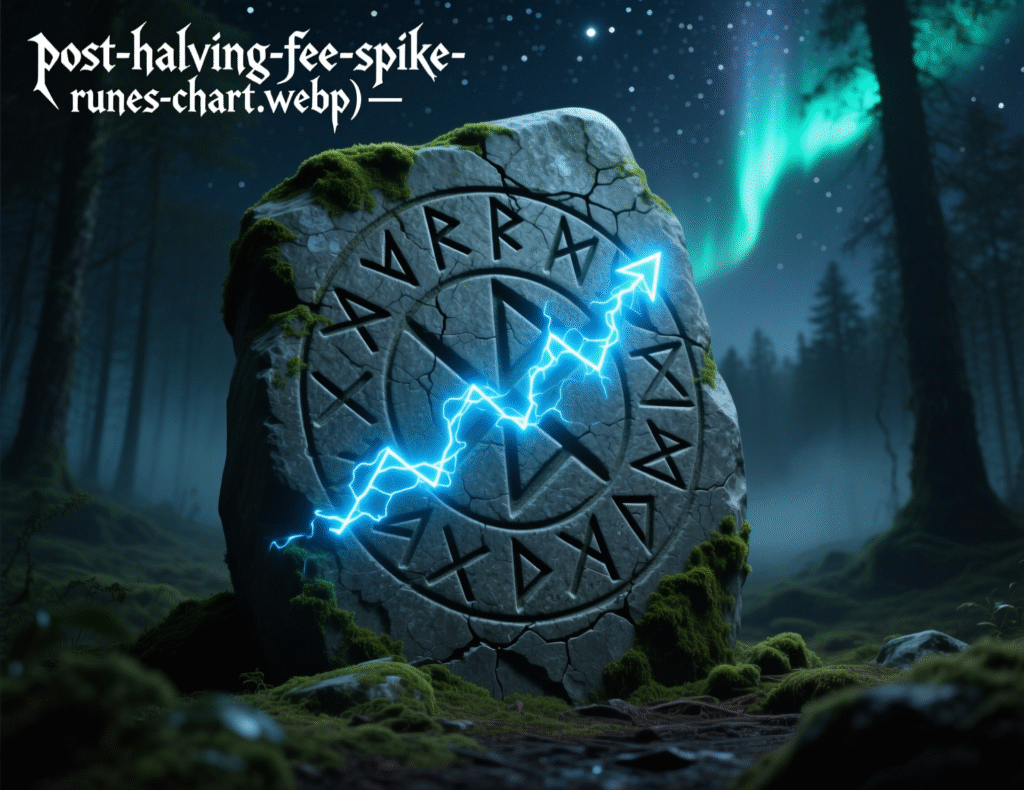 The Future of Crypto Mining 2 “Chart of Bitcoin fees spiking around the 2024 halving and Runes launch.”