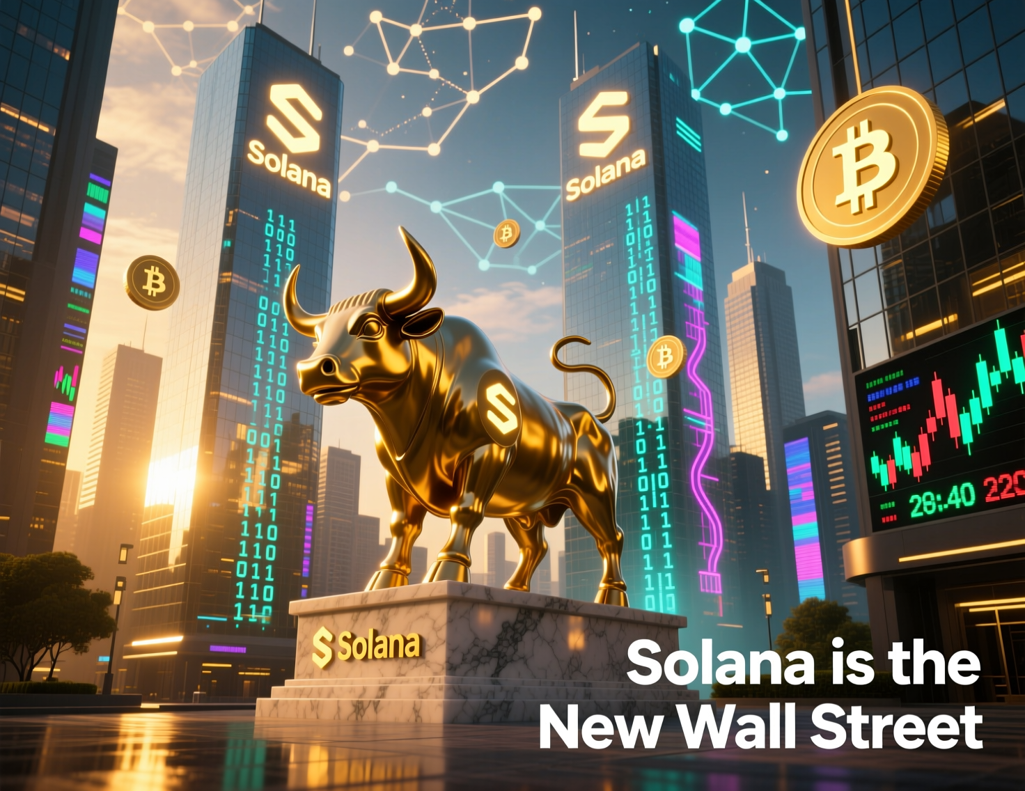 “Solana is the new Wall Street” headline over Solana logo
