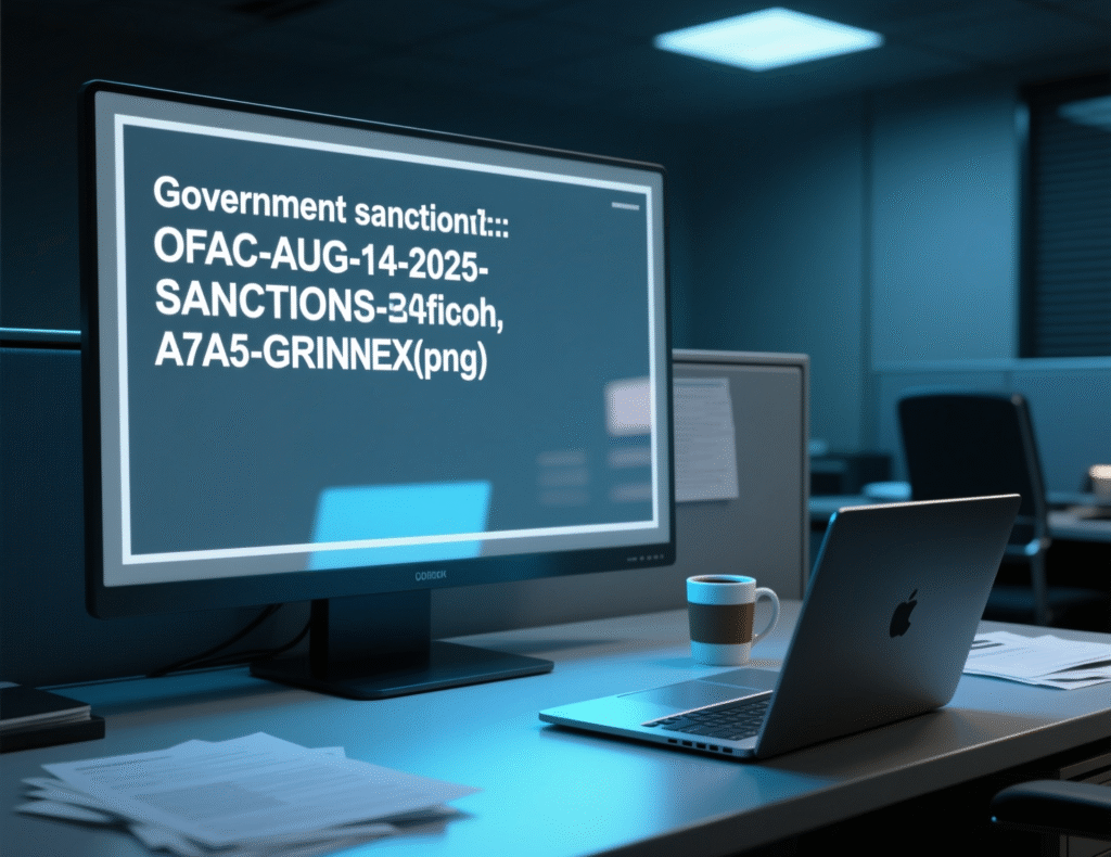 U.S. Treasury OFAC sanctions announcement for A7A5 network and Grinex dated Aug. 14, 2025