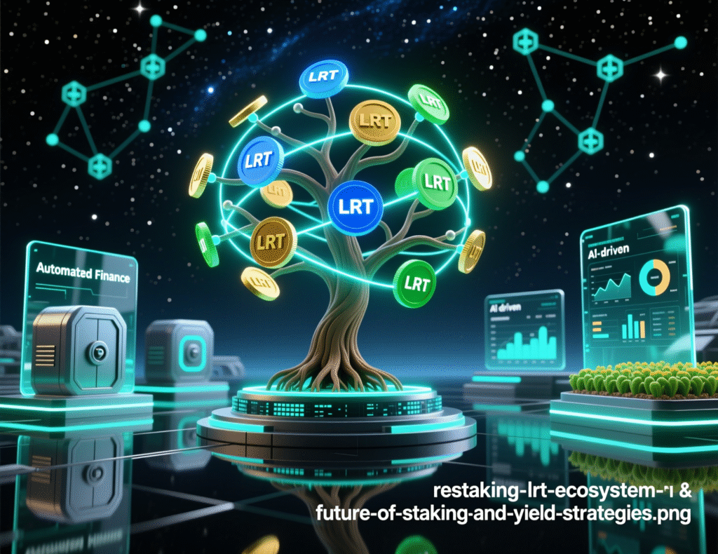 The Future of Staking and Yield Strategies 2 Alt: “Map of LRT protocols and AVS categories in The Future of Staking and Yield Strategies.”