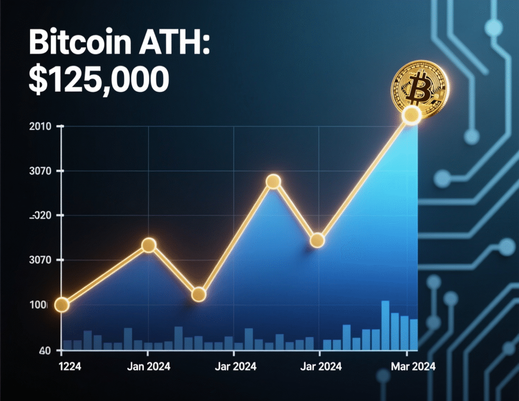 “Bitcoin hits new all-time high above $125,000 with strong inflows”
