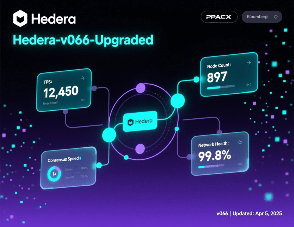 Hedera network dashboard illustrating v0.66 upgrade timeline