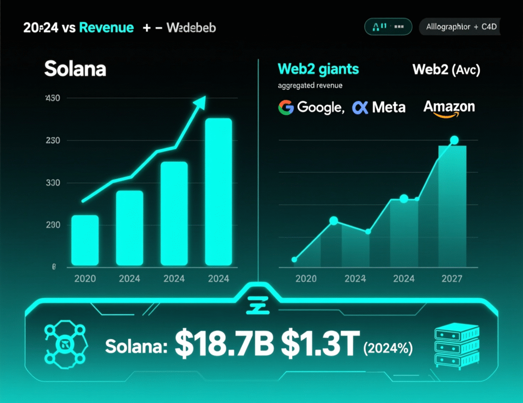 Bar chart comparing Solana revenue with Palantir and Robinhood 