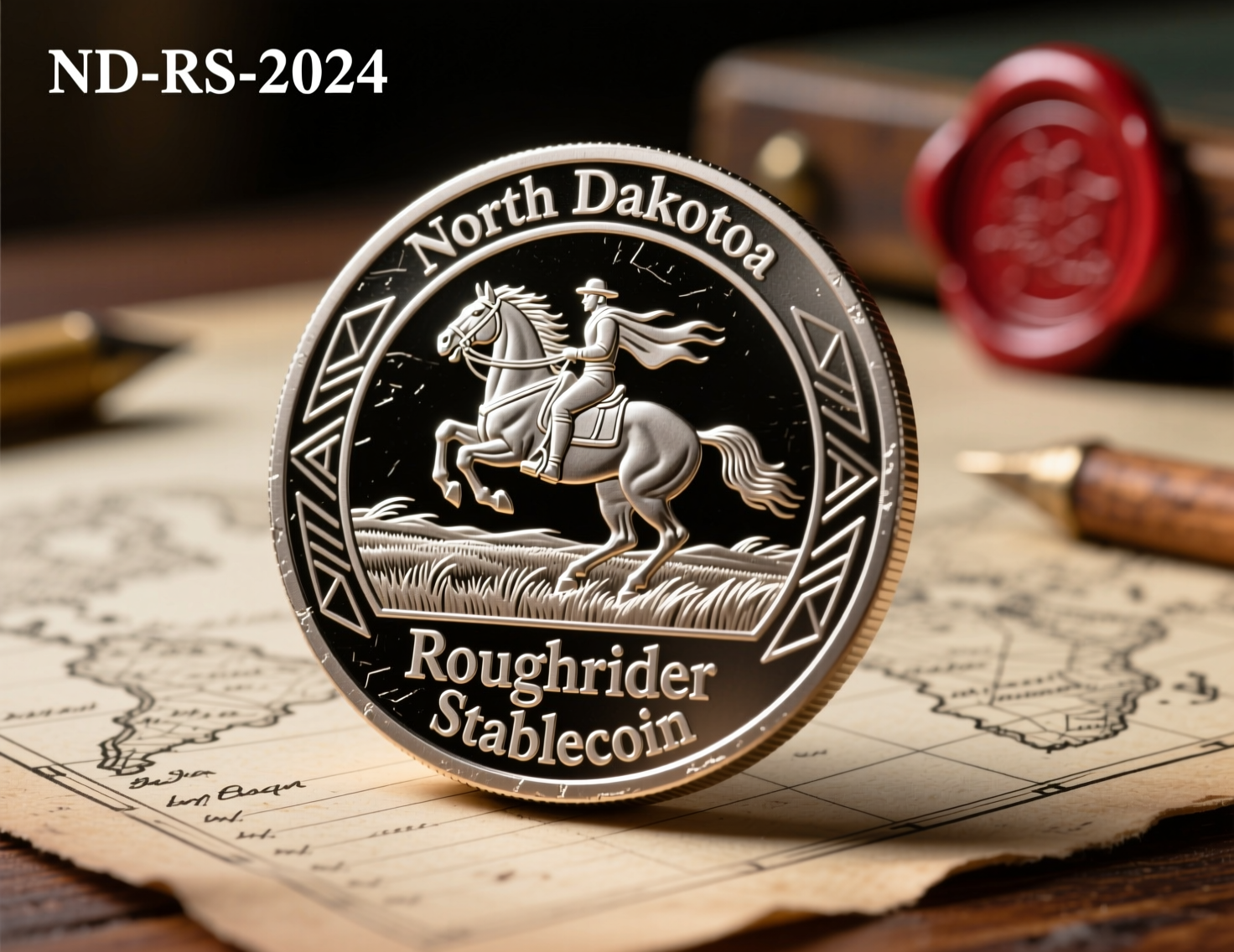 “North Dakota Roughrider Coin stablecoin” announcement graphic