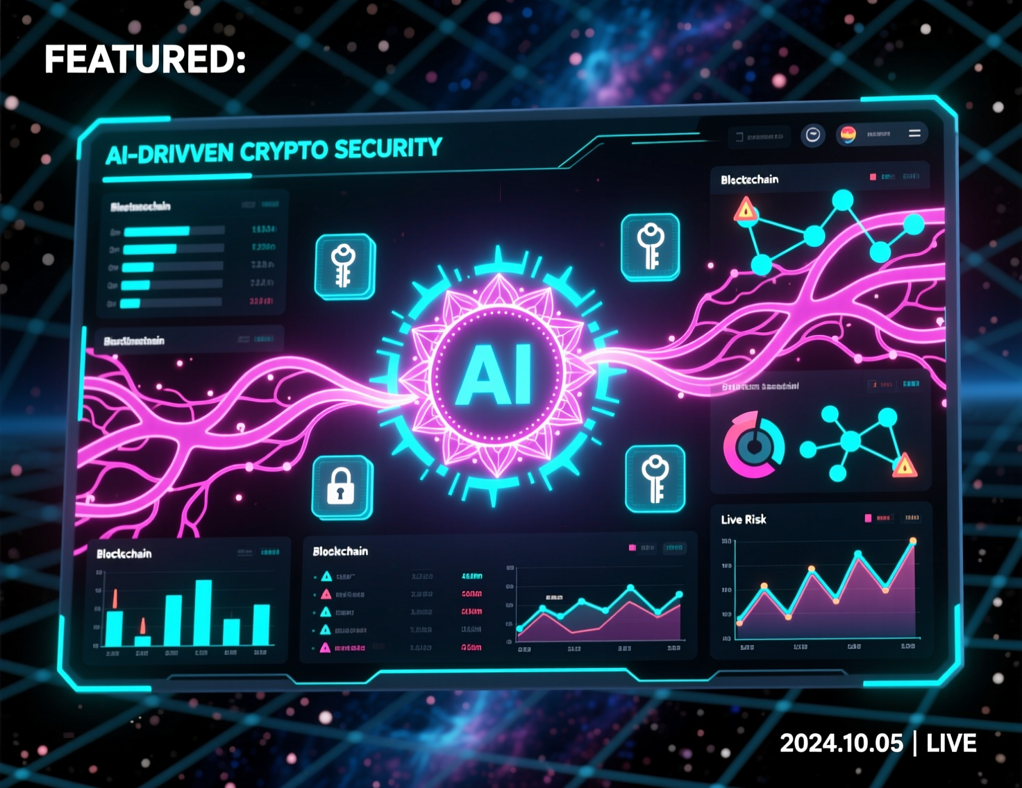 “AI-driven crypto security dashboard highlighting wallet risk scoring and fraud alerts.”