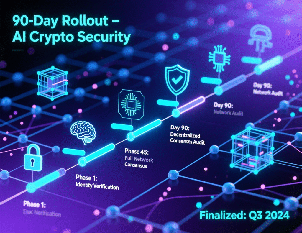 “90-day rollout plan for AI-driven crypto security controls.”