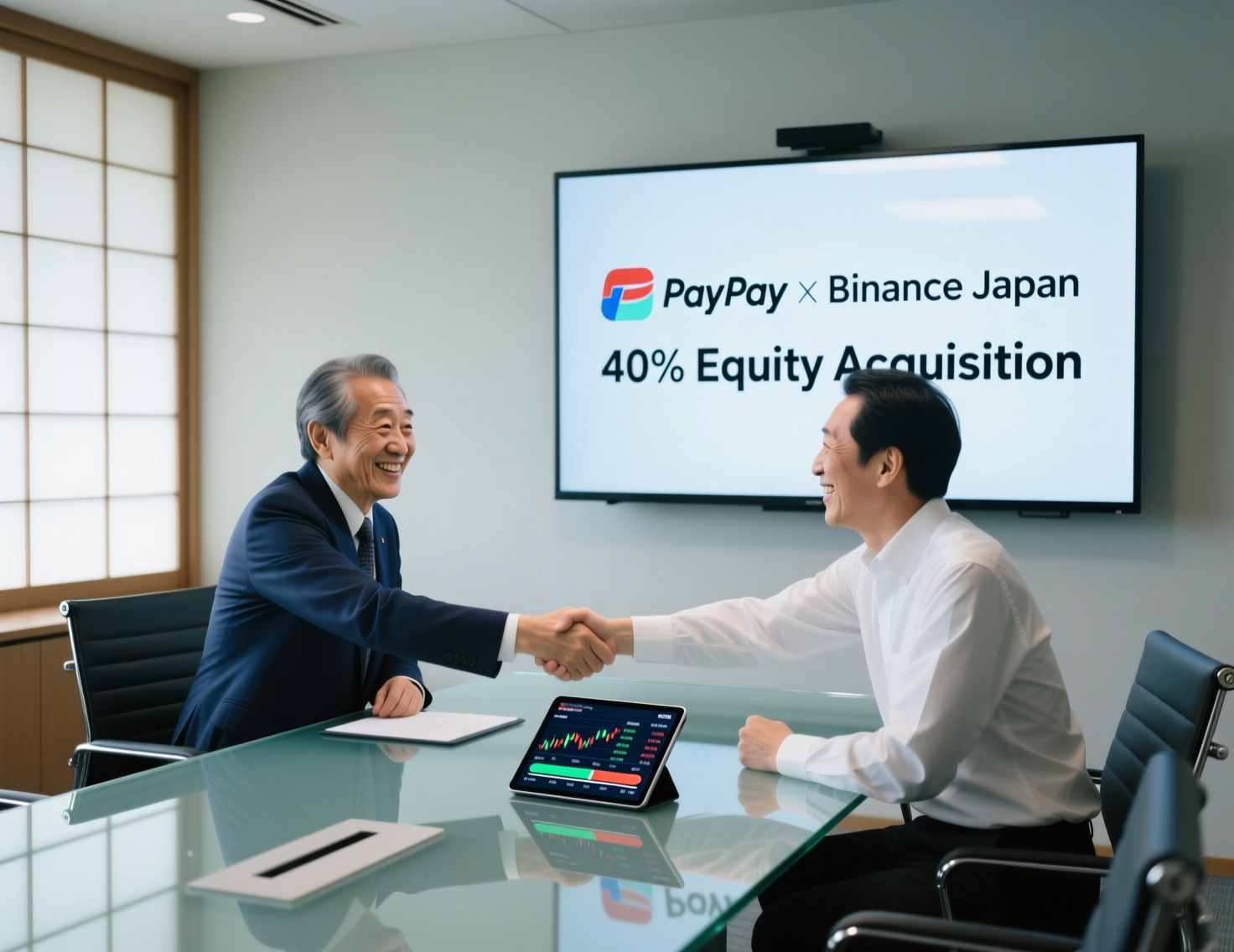 PayPay acquires 40% stake in Binance Japan, illustration of logos