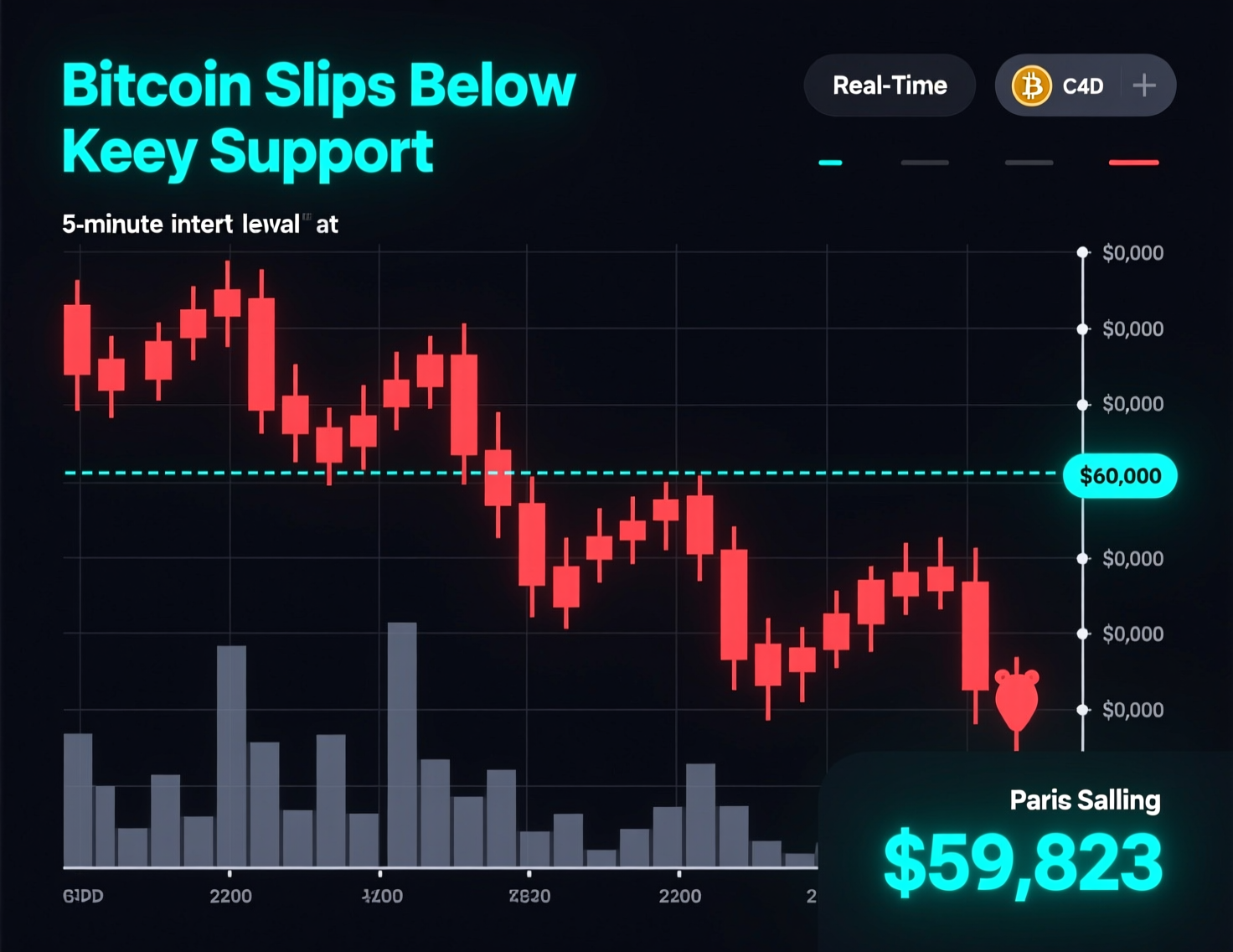 “Bitcoin slips below key support on intraday chart”