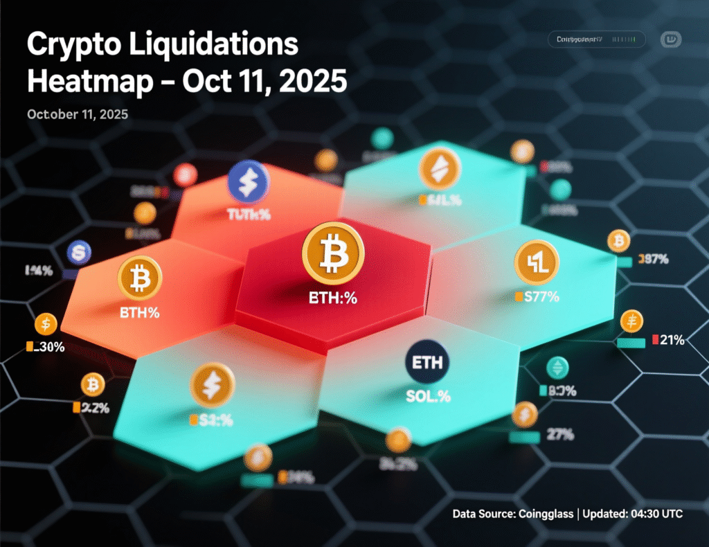 Heatmap of crypto liquidations during Oct. 10–11 selloff