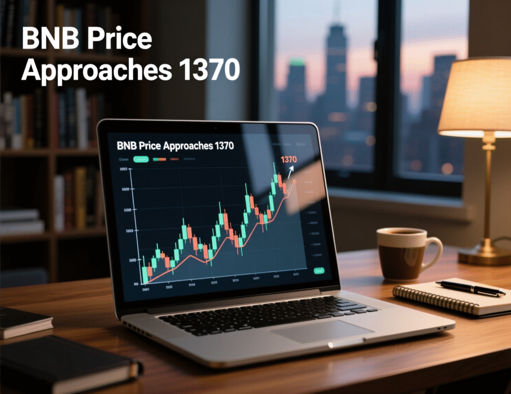 BNB intraday chart showing move toward $1,370