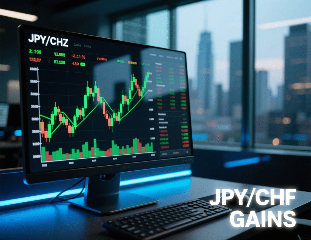 Currency board highlighting yen and Swiss franc strength